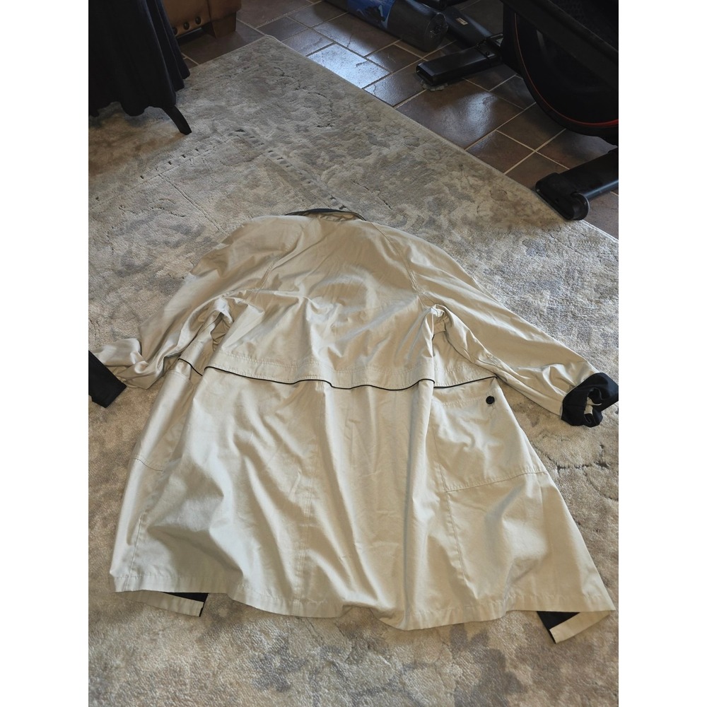 London Fog Townie Beige Black Collar Button Front Coat Size 16 Regular